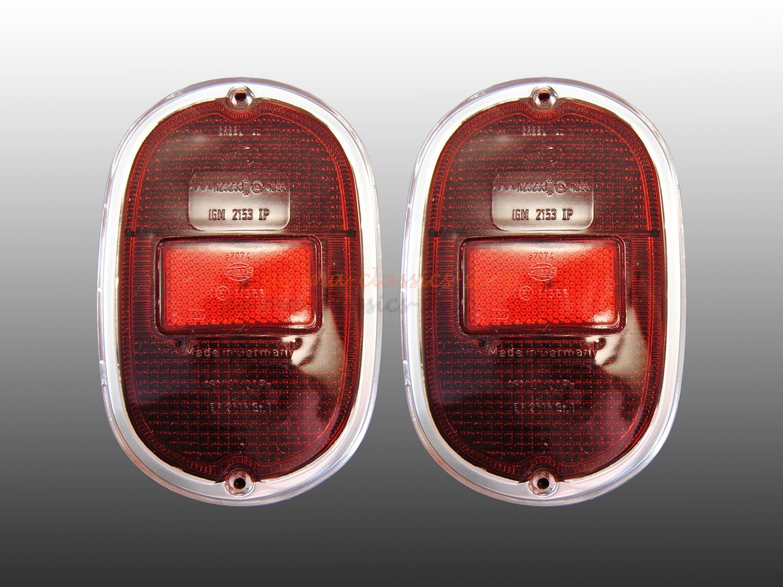 Rücklichtglas rot- rot- rot für VW Bus T1 T2a 61-71 Chrom Paar