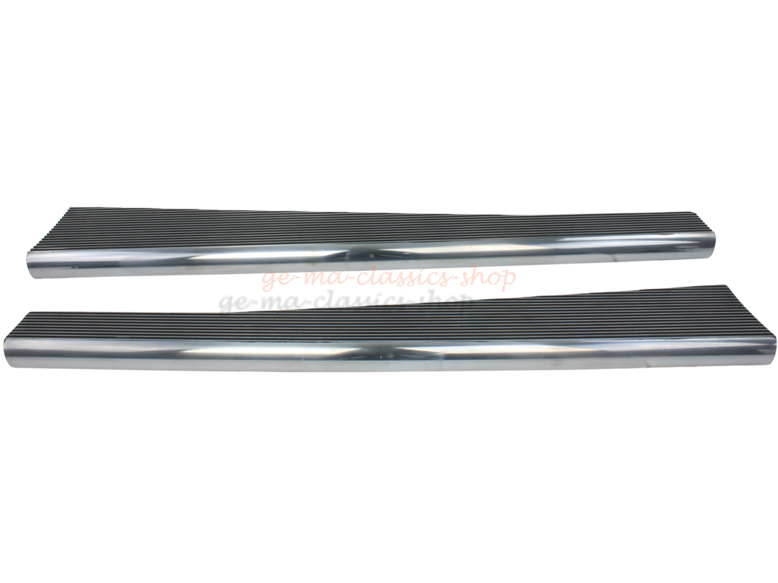 Alu Trittbrett Paar Billet Look Schwarz mit polierter Kante/Rippen für VW Käfer