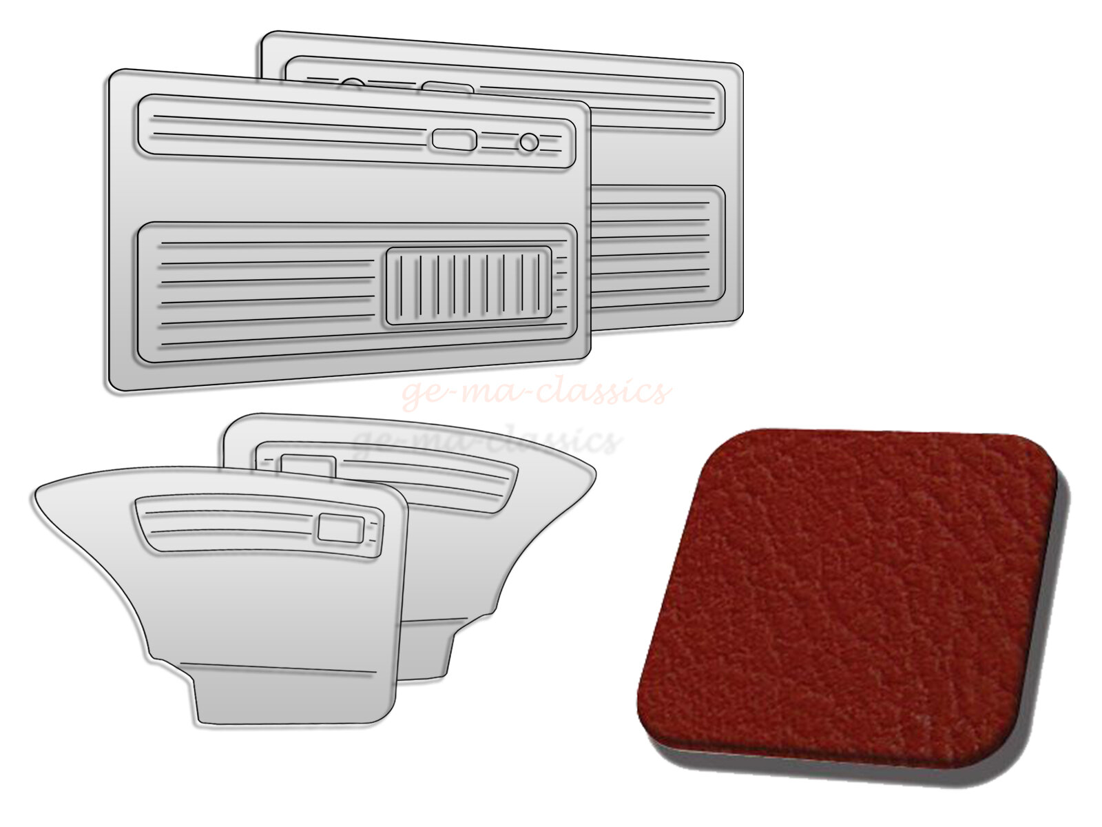 Türverkleidung VW Käfer 65-66 Dunkel-Rot