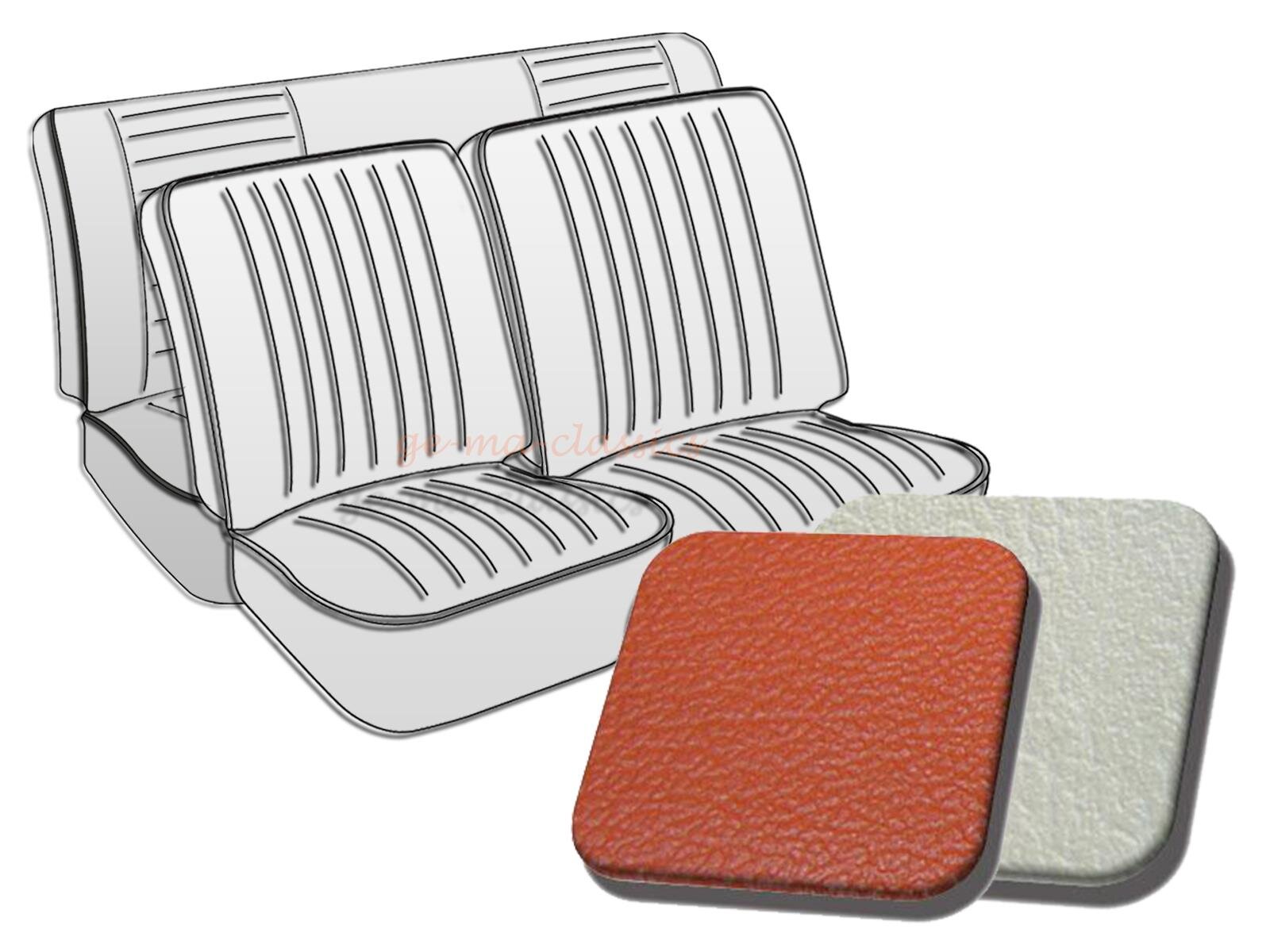 Sitzbezüge VW Käfer 58-64 Coral-Rot-Weiss Gestreift