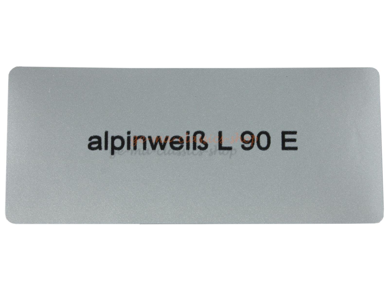 Aufkleber "alpinweiß L 90 E" Farbcode Sticker