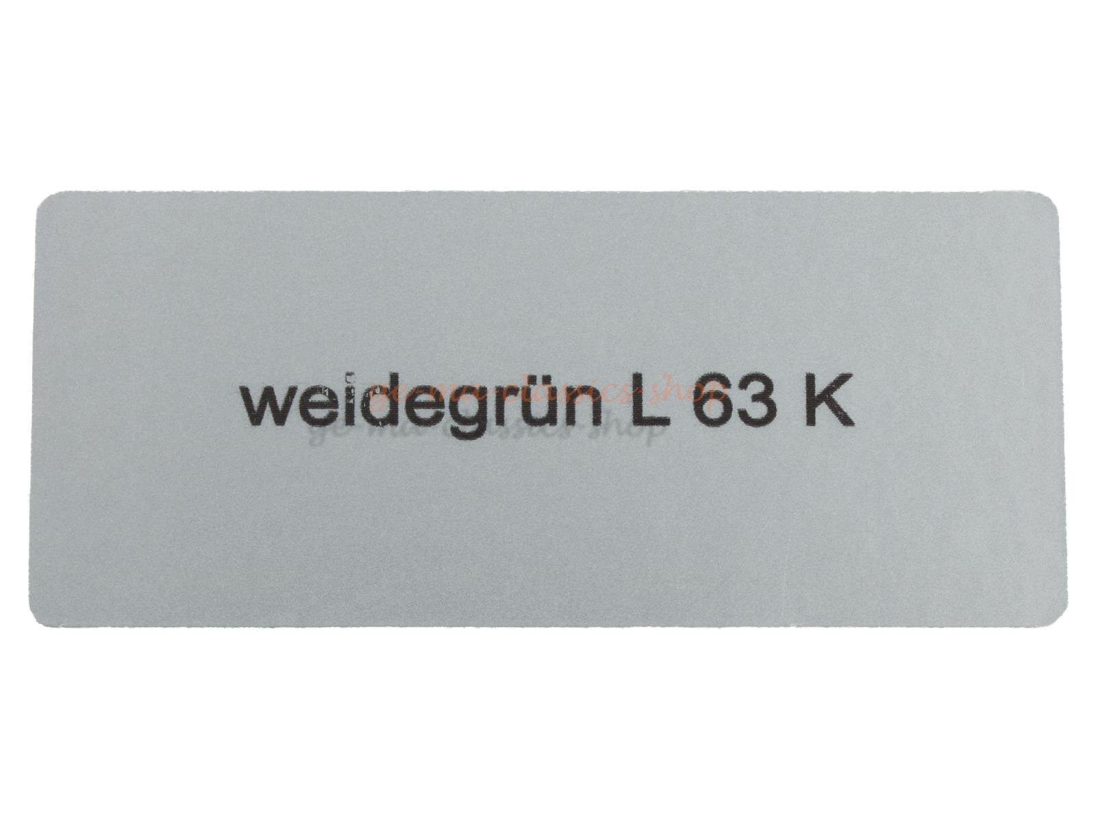 Aufkleber "weidegrün L 63 K" Farbcode Sticker