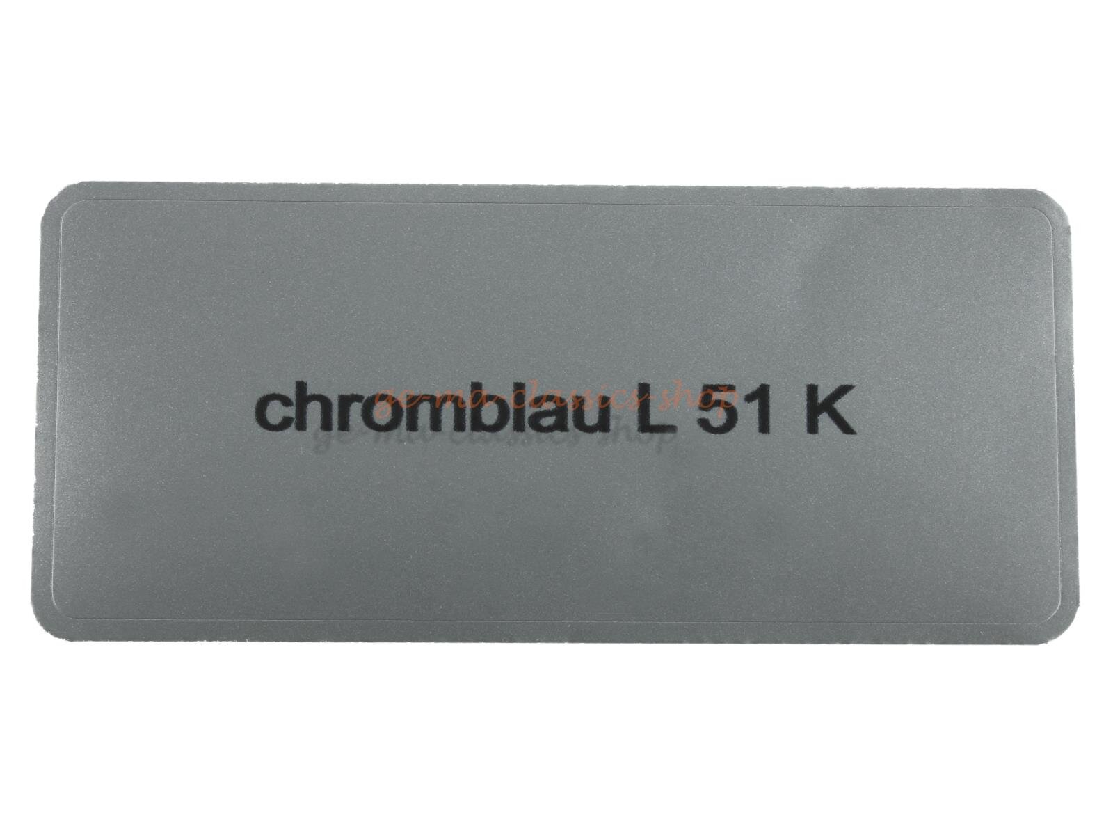 Aufkleber "chromblau L 51 K" Farbcode Sticker
