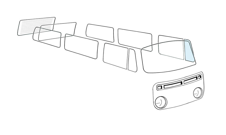 Drehfensterscheibe links klar für VW Bus T2