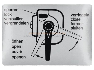 Aufkleber &quot;Sperren/&Ouml;ffnen&quot; f&uuml;r VW Bus T2