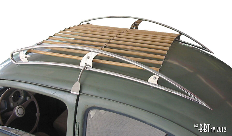 Dachgepäckträger Edelstahl mit Holzlatten Vintage Speed für VW Käfer