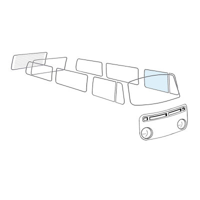 T&uuml;rfensterscheibe links klar f&uuml;r VW Bus T2