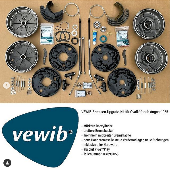 Bremsen Upgrade KIT für VW Käfer Ovali BJ 8/55-7/57 VEWIB