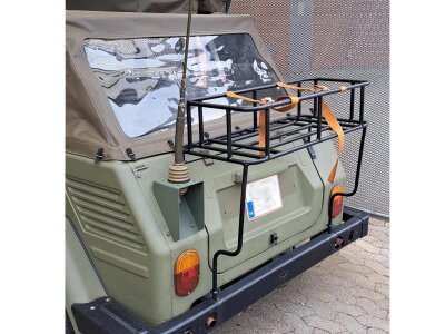 Gepäckträger schwarz mit Gurten für VW Typ181 Kübelwagen